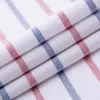 Men's Casual 100% Algodão Oxford Camisa Striped Striped Patch Pocket Manga Longa Padrão-Fit Confortável Button-Down Camisas 210410