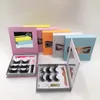 사용자 정의 미러 속눈썹 상자 25mm 밍크 속눈썹 검은 접착제 3pairs 속눈썹 애플리케이터와 분홍색 눈 속눈썹 상자
