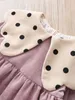 Toddler Girls Polka Dot Statement Collar Flounce Sleeve Corduroy Dress SHE