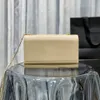 Luxuriöse Designer-Tasche aus beigem Kalbsleder mit Kaviar-Kette, hochwertige kleine Geldbörsen, Geldbörse, Kate, echtes Leder, modische Umhängetaschen für Damen mit Box, 24 cm
