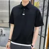 Atacado dos homens Polos verão casual cor sólida homem vestuário streetwear preto cinza homens tops