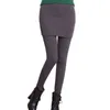 Rok Leggings voor Dames Mode Geplooide Skinny Potlood Broek Effen Footless Legging Casual Wear Black Gray KZ-007 211215