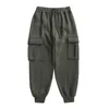 Street fashion brand Multi Pocket Plush Leggings sweatpants loose hip-hop knitted pants casual pants men