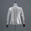 Mens Shiny Sliver Sequin Glitter Blazer Jacket Nightclub Bar Dance Prom Suit Blazer Men DJ Party Stage Singer Costume Homme 210522