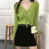 Autunno cardigan lavorato a maglia con scollo a V corto maglione esterno femminile giacca retrò allentata a maniche lunghe versione coreana 210514