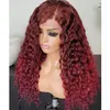 Perruques synthétiques couleur orange perruque avant en dentelle pour femmes 99J rouge cheveux longs bouclés partie centrale résistant à la chaleur Fiber7671447
