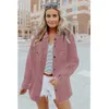 Kvinnans jackor Kvinnors 2022 Autumn och Winter Corduroy Loose Cardigan Plus Size Solid Color Lapel Mid-Length Shirt Jacket