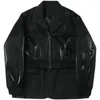 IEFB Mäns Wear Handsome Fake Två Pieces Multi-Layer Design Patchwork Blazer Fabric Mäns Casual Jacket Coat Zipper Black 9Y5442 210524