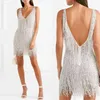 Women's Sexy Fringed V-neck Slim Dress European And American Foreign Trade Style