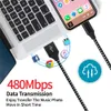 Type C Micro USB Cable Nylon مضفر عالي السرعة Micro-USB شحن كابلات Android Charger Cord 1M 2M