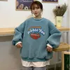 Women Fake 2 Pieces Warm Sweatshirt Fall Winter Long Sleeve Fleece Hoodie Strawberry Print Fuzzy Hoody Pullover Kawaii Top S-2xl Womens Hoo