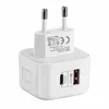 Nyanlända EU US UK QC3.0 Hot Sälj Universal USB + PD 20W Väggladdare Portabel Mobiltelefon Snabb Laddare till iPhone 13 12 11 Pro Max med Retail Box