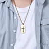 Rostfritt stål Den Heliga Bibelns Cross Charm Pendant Katolsk kristen kristendom Punk Rock Halsband Hängsmycken Smycken med Joshua 1: 9 Skrift Brev Guld Svart