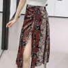 Streetwear Femmes Snakeskin Print Jupes Mode Dames Zipper Taille haute Élégante Femme Chic Side Slit Jupe 210427