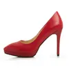 Originele intentie vrouwen platform pumps puntige neus sexy dunne hoge hakken elegante zwarte rode schoenen vrouw US maat 4-8,5 jurk