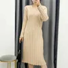 Eleganckie Kobiety Dekolt Sukienka Jesień Moda Damska Elastyczna Es Causal Samica Streetwear Draped Chic Girl Vestidos 210427