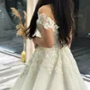 Off Shoulder Plus Storlek Bröllopsklänning Ärmlös Lace Appliuqes Beading Tulle Exquisite Mariage Bride Dress Wedding Gowns Vestido de Noiva