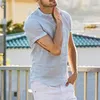 Weiß Kurzarm Baumwolle Leinen Hemd Männer Sommer Marke Casual Henley Tops Bluse Leichte Atmungsaktive Strand Hemd für Männer 210522