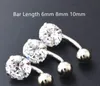 50PCS 14g Surgical Steel CZ Gems Belly Button Navel Piercing Jewelry Short Bar 6mm 8mm 10mm