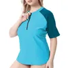 Women's Swimwear Women's Women Plus Size Long Sleeve Rashguard Swimsuit Shirts UPF50 Womens Half Zipper UV-Protection Rash Guard Top