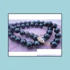 Colliers De Perles Pendentifs Bijoux 9-10Mm Collier De Perles Naturelles Noires De Tahiti 18 Pouces Fermoir En Or 14K Mode Drop Delivery 2021 Sbo