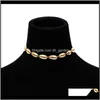 Collar Shellhard Boho Black Rope Seashell Collares pendientes para mujeres bohemias Hombres Joyería PS1101 Uxrtg Mcznj