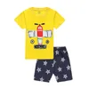 Conjunto de ropa de Dino amarillo para niño, camiseta para niños ROAR, traje de pantalón a cuadros, atuendo para niños, Tops de algodón 100%, bragas, 2, 3, 4, 5, 6, 7 años, ropa 210413
