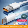 Snabbladdning USB C-kablar 1M 3ft 6A Typ-C USB-kabel för Samsung S8 S9 S10 S20 S22 S23 Obs 20 HTC Xiaomi Android-telefon