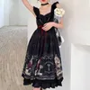 Wiktoriańska vintage Lolita Dress Nightingale i Rose Black Gothic Dark Princess Party Srabia Sukienki bez rękawów Vestidos 2106027481165