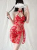 Ethnic Clothing See Through Chinese Mini Dresses Cheongsam Women Sexy Split Porn Banquet Qipao Temptation Traditional Erotic Party Uniform