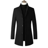 Moda Uomo Giacca a vento Cappotto lungo Uomo Plus Size 3xl 4xl Trench Coat Stand Collar Slim Casual Black Wool Male1