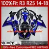 Injectieblokkers Kit voor Yamaha YZFR3 YZF-R25 YZFR25 2014-2018 Blauw Wit 102NO.4 YZF R3 R25 YZF-R3 2014 2015 2016 2017 2018 Carrosserie YZF R 3 25 14 15 16 17 18 OEM Lichaam