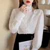 Ezgaga Elegant Blouse Women Flower Lace Patchwork Long Sleeve Ruffled Korean Chic Spring Loose Female Shirts Fashion Blusas 210430