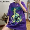 Tees Tops Uomo Streetwear Tecnologia Harajuku Human Print Manica corta in cotone Casual Hip Hop Gothic Punk Rock T-shirt 210602