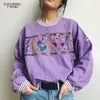 Femmes Hoodies Violet Automne Col Rond Jeunes Filles Femme Imprimé Vêtements Lâche Mignon Femmes Pull Sweatershirts Oversize 210909