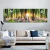 Peintures Affiches d'arbre vert Forêt Soleil Impressions sur toile Art mural moderne pour salon Décoration d'intérieur Images HD Peinture de lit de paysage