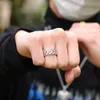 Кластерные кольца формы Blingced Out Out Cubic Zircon хип-хоп кольцо для мужчин Женщины Золотой / Серебряный Цвет Аксессуары Ювелирные Изделия