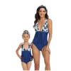 Summer Swimsuit One-Piece Mom and Daughter Print Tassels Bikini Set Family Matching Swimwear Look 210429