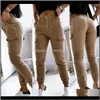 Capris Vêtements Vêtements Drop Delivery 2021 Cargo Pour Femmes Été Kaki Casual Multi Poches Harem Pantalon Tactique Joggers Pantalon Long Ha