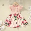 Roupas infantis Novas meninas de verão meninas A-Line Saias Ins Style Sleeve Voar Moda Casual All-Match Floral Skirt G1215