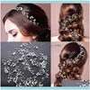 Hårsmycken Jewelyhair Clips Barrettes Bridal Extra Long Pearl and Crystal Beads Vine Wedding Head Piece Aessory Drop Delivery 2021 km