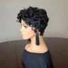 Short Bob Pixie Cut Brazilian Human Hair Wigs with Bangs for Woman Natural Color Curly No Lace Front Wig