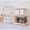 Stackbara kökshylla Nordic Rose Gold Desktop Iron Shelf 2/3 Tiers Multifunktionellt badrum Kök Konstlagring Stora Rack 210705