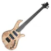 5 Saiten Natürliche Holzfarbe Elektrische Bassgitarre mit Aschekörper, Palisander-Griffbrett