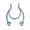 1Pc New Stainless Steel Fake Nose Ring Studs Hoop Septum Rings Colorful Fashion Body Piercing Jewelry