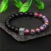 Beaded Strands Men's Women Plating Volcanic Rock Bracelets Natural Black Lava Stone Bracelet Tibetan Bangle Chakra Diffuser Kent22