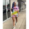 Designer Femmes Tenues Survêtements D'été Lip Tie Dye T Petit Haut + Pantalon 2 Pièces Ensemble Plus La Taille Dames Survêtements Vêtements C130