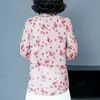 Kobiety Bluzka Lato Odzież damska Vintage Stojak Kołnierz Panie Topy Moda Koreański Pół Latarnia Rękaw Koszula Kwiata 9027 50 210417