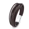 Pulseira de couro multi camada clássica para homens vintage trançada corda pulseira de pulseira magnética moda jóias presente