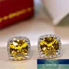 S925 Zilveren Stud Oorbellen voor Vrouwen Bruids Bruiloft 7 * 7mm Cubic Zirconia Square Engagement Earring BRINCOS Drop Shipping CCE643